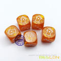 Yellow Marble Dice with Custom Engraving